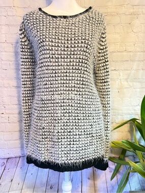 Westport Black and White Fuzzy Knit Sweater